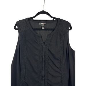 Women’s Style & Co Size 2X Black Tank Blouse with Embroidery